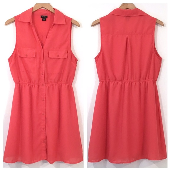 Rue21 Dresses & Skirts - Rue21 - Coral Sleeveless Button Up Dress